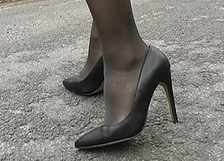 slimline leather high heels